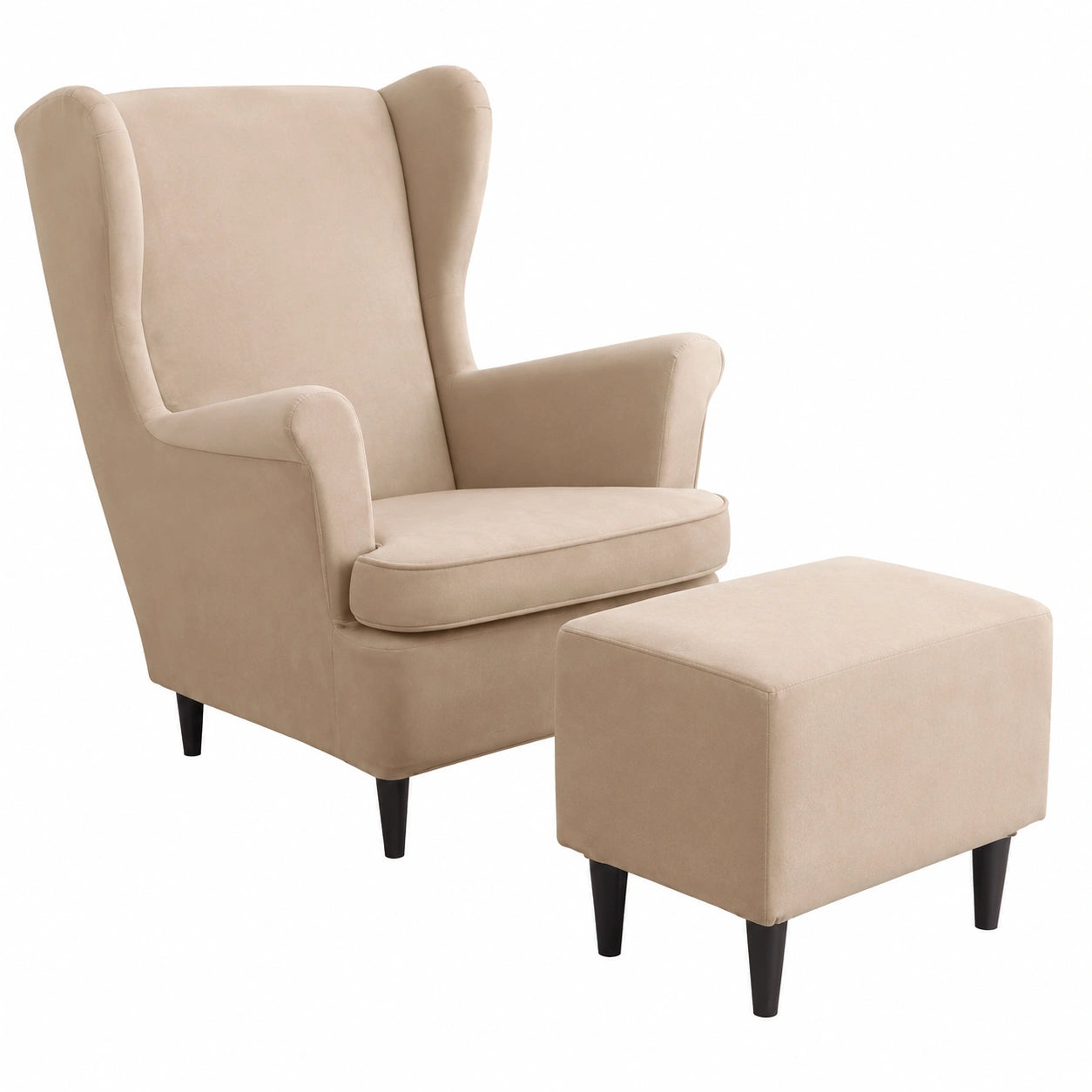 Samt Sofabezüge 3er-Set für Sessel, Hocker & Aufbewahrung in Khaki