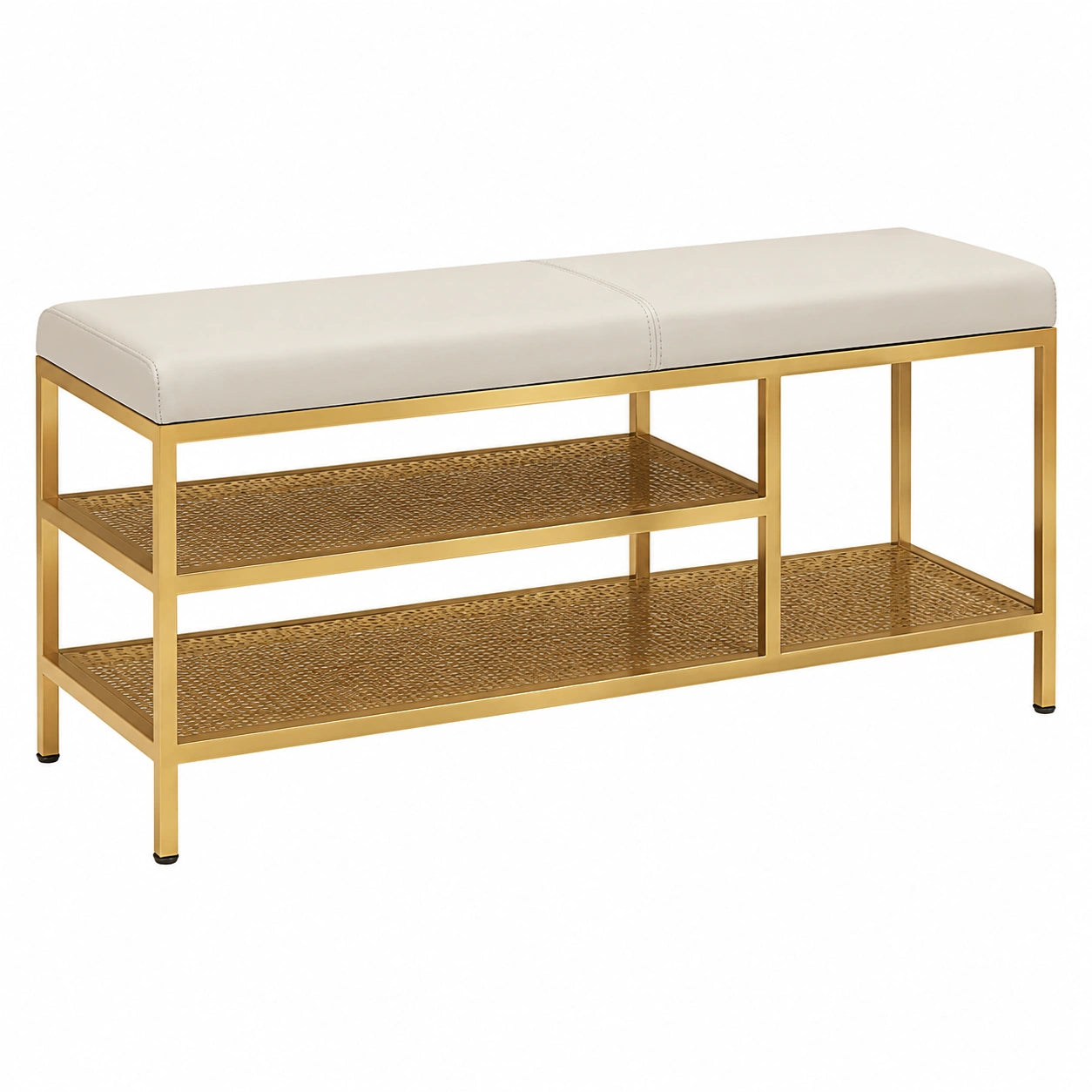 Elegante Schuhbank mit Polstersitz und Stauraum, 2-stufiges Regal für Flur und Schlafzimmer