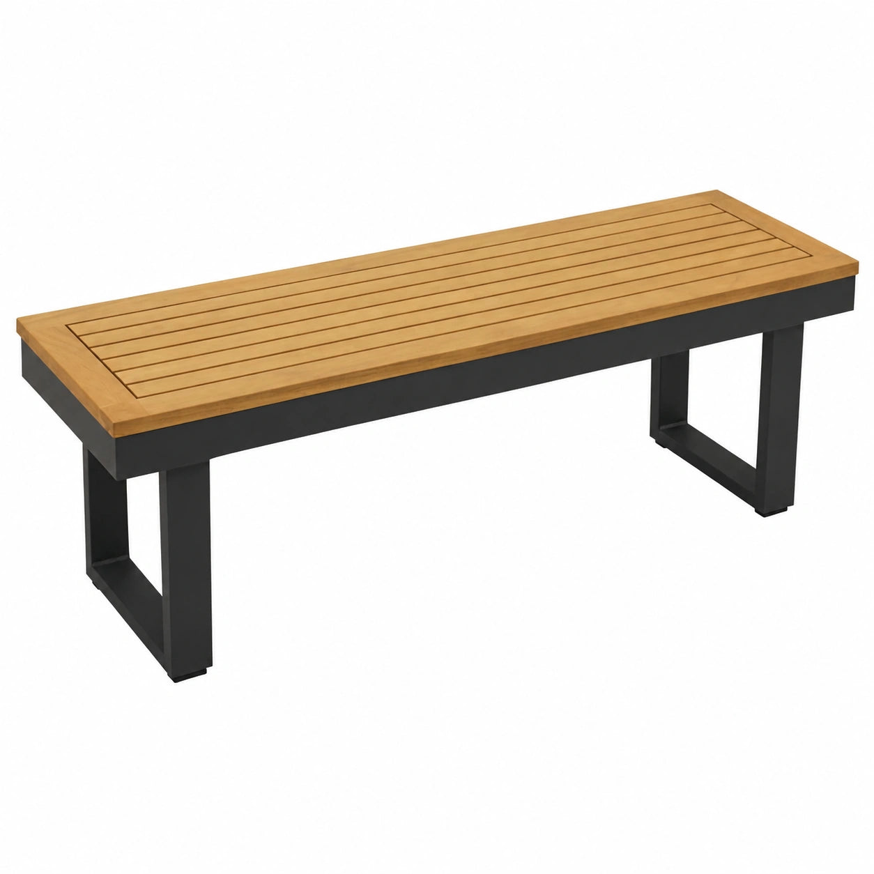 Wetterfeste Gartenbank Kampala aus Aluminium und Akazienholz, 120 cm