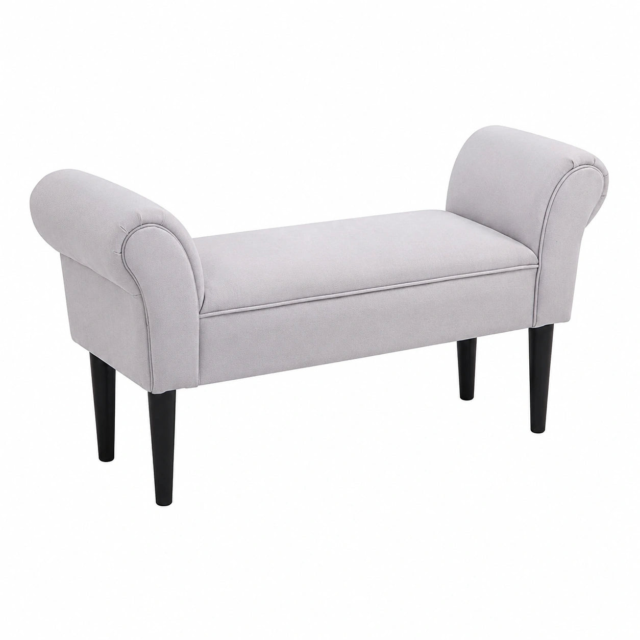 HOMCOM Polsterbank mit Armlehnen, Holzrahmen und Segelstoff, ideal für Schlafzimmer, Wohnzimmer und Flur, 102 x 36 x 51 cm, Grauweiß
