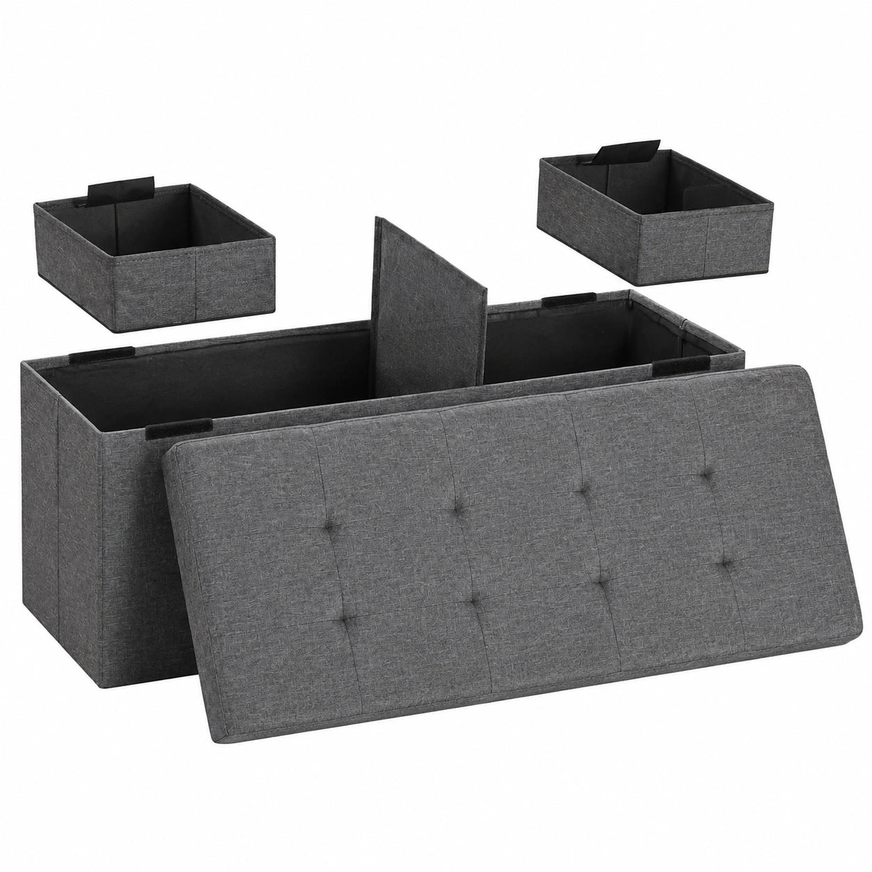 Blumtal Sitzbank mit Stauraum und 2 Zusatzboxen - Truhenbank 110x38x38 cm in Anthrazit