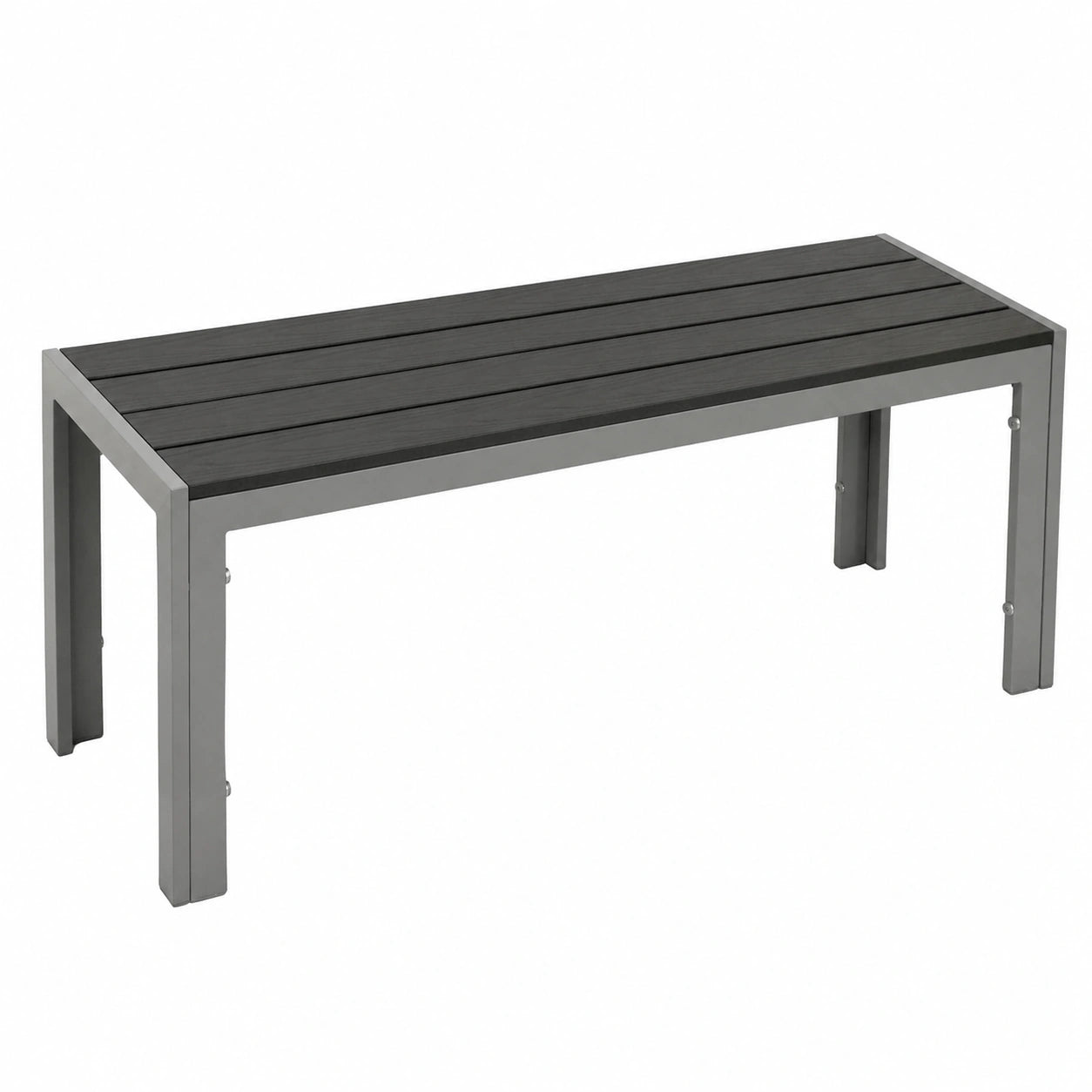 DEGAMO Sorano Gartenbank 2-Sitzer, Aluminiumrahmen Silbergrau, Dunkelgraue Kunstholzsitzfläche, Für Draußen