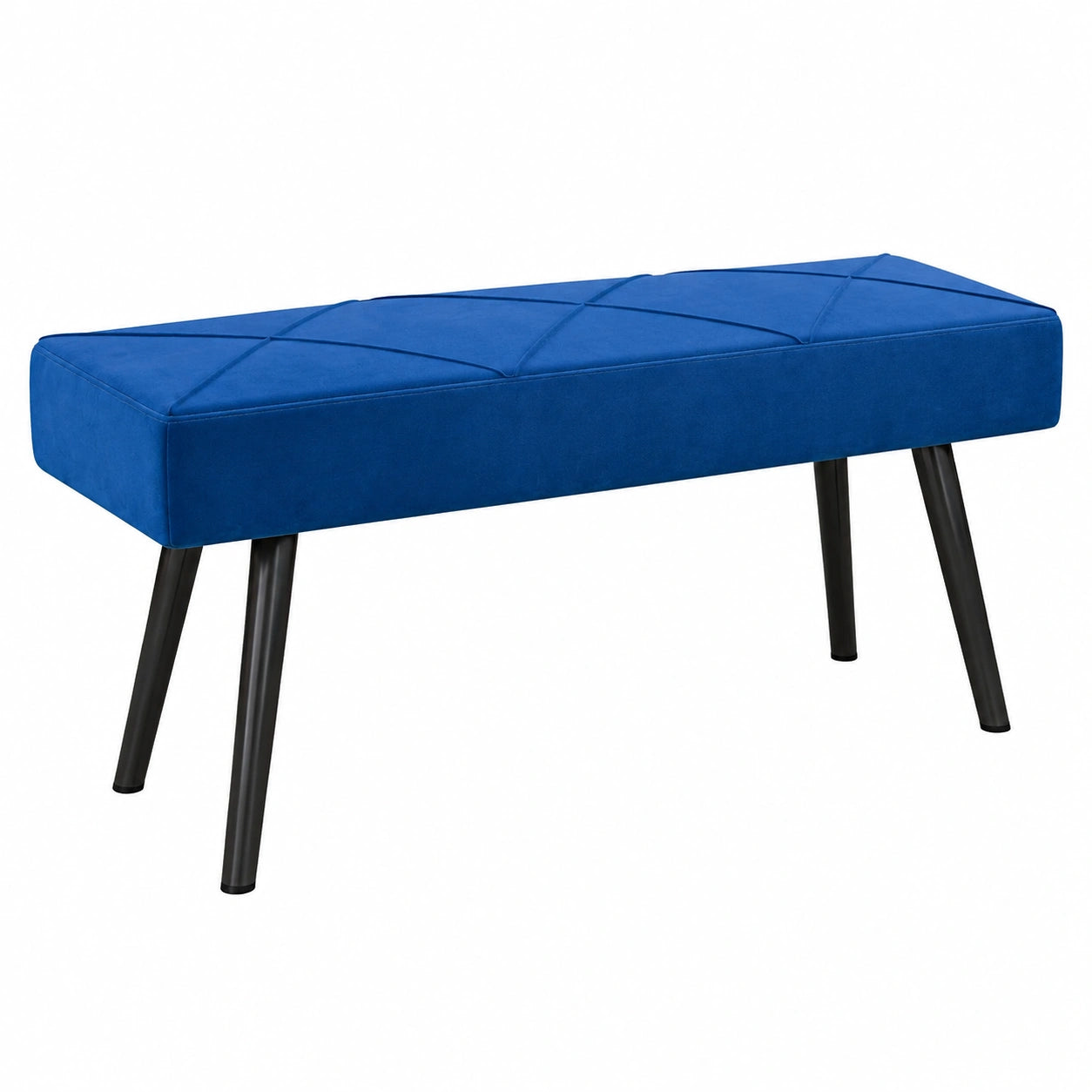 HOMCOM Samtbank mit X-Gestell, Stahlbeinen und Stauraum, ideal für Schlafzimmer, Wohnzimmer und Flur, Blau