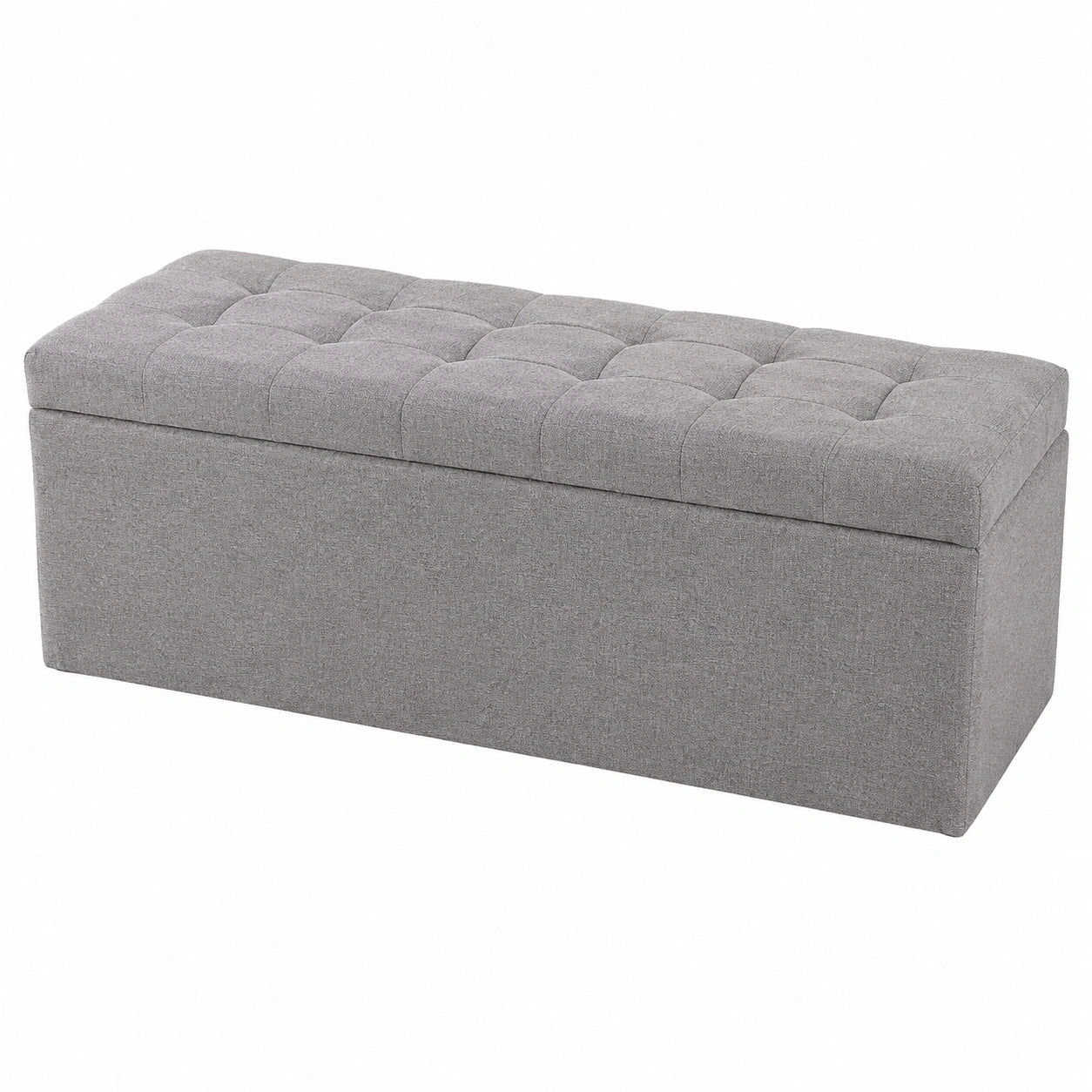 Gepolsterte Aufbewahrungsbank mit Schuhregal, ideal für Wohnzimmer und Flur, Grau, 80x40x40 cm
