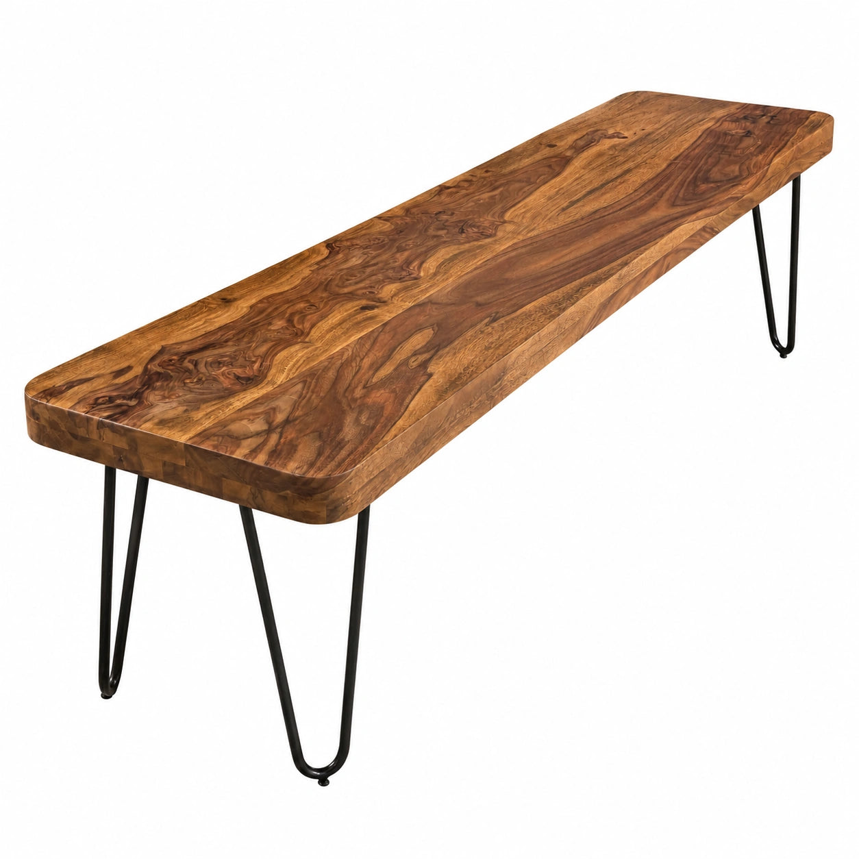 FineBuy Esszimmerbank 120 cm aus Sheesham Holz ohne Lehne, Massivholz Sitzbank in Braun