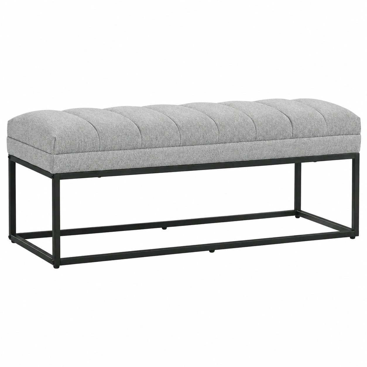 Stabile HOMCOM Polsterbank im Leinenstil für Schlafzimmer und Wohnzimmer, 200 kg Tragkraft, Hellgrau, 120x44x45,5 cm