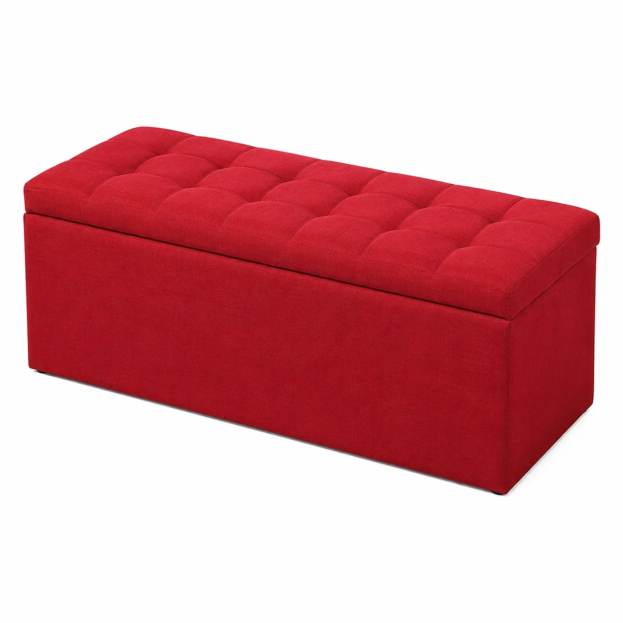 Multifunktionale Aufbewahrungsbank mit Polstersitz, Ottomane und Schuhregal, ideal für Wohnzimmer und Schlafzimmer, in elegantem Rot, 50x40x40 cm