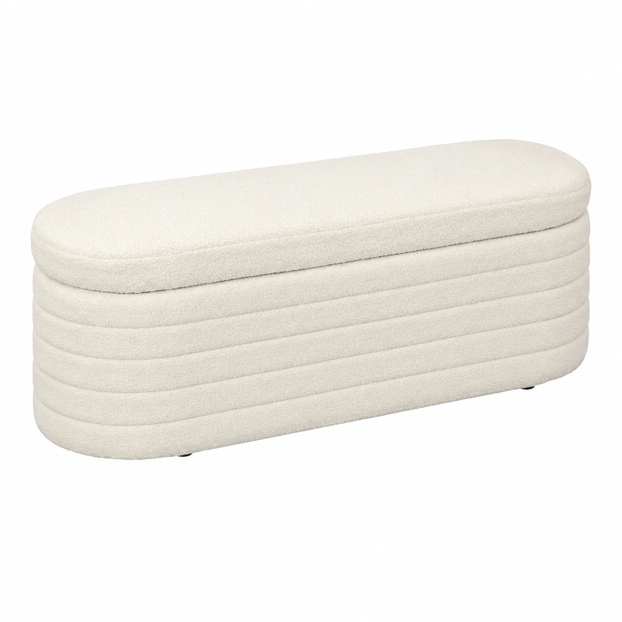 Gepolsterte Sitzbank mit Stauraum, Teddy-Fleece, 116 cm, Cremeweiß