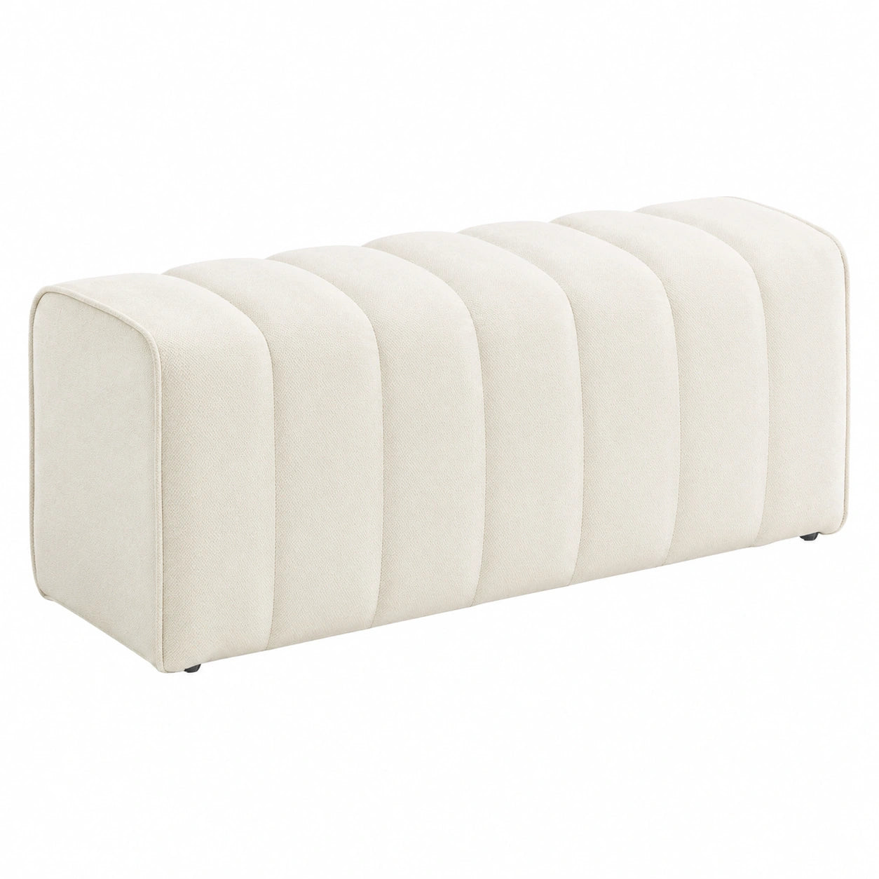 HOMCOM Polsterbank mit Leinenoptik und Kanal-Tufting, belastbar bis 220 kg, ideal für Schlafzimmer, Wohnzimmer und Flur, 110 x 40 x 44 cm, Cremeweiß