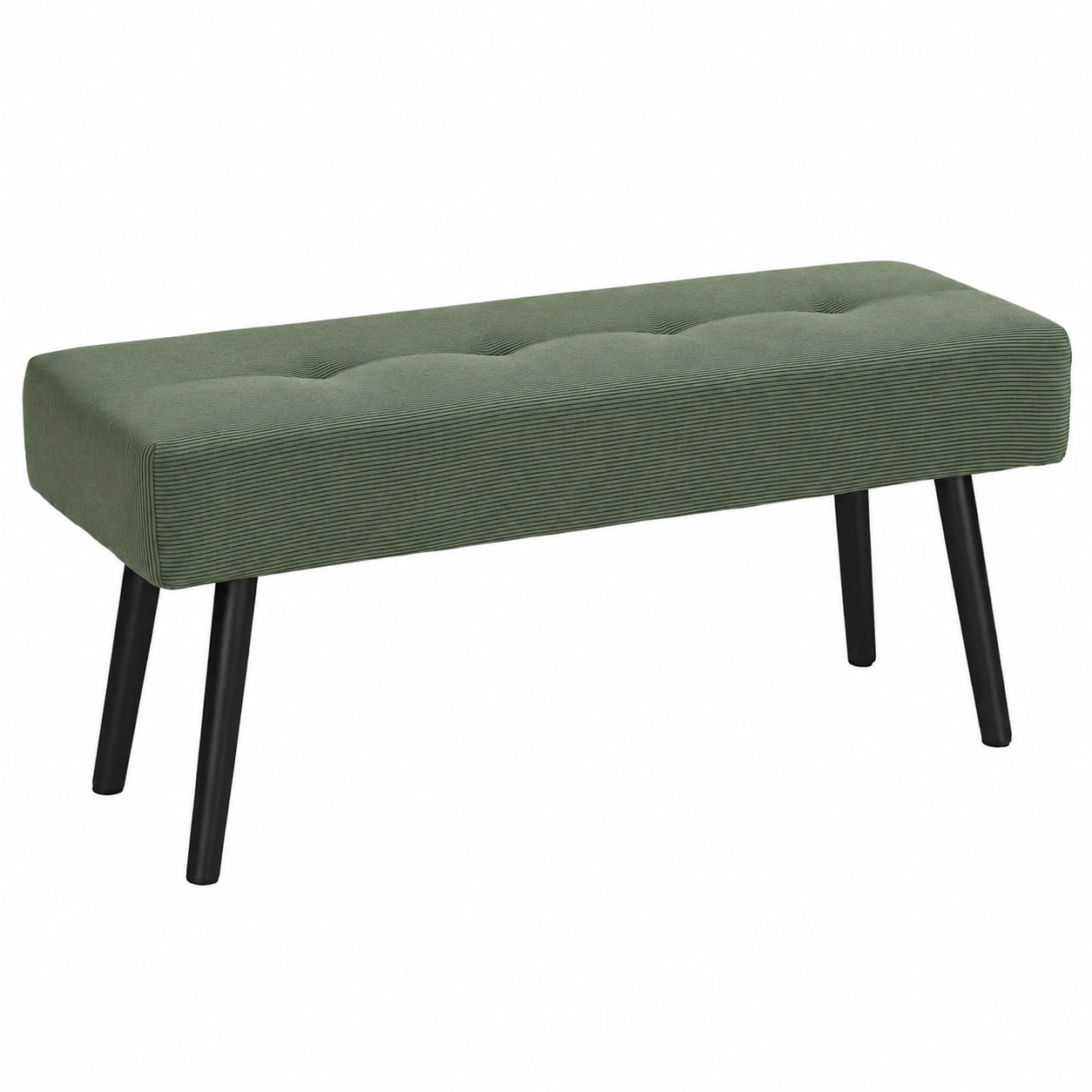 HOMCOM Polsterbank mit Cordbezug, Bettbank mit Metallbeinen, Schuhbank 220 kg Tragkraft, für Schlafzimmer, Wohnzimmer, Flur, 100 x 36 x 45 cm, Grün
