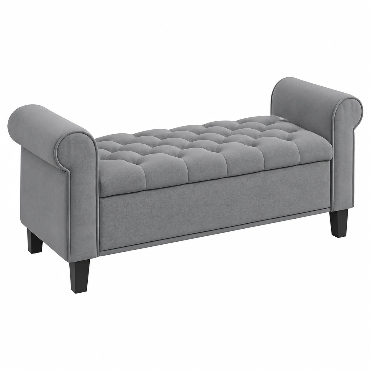 Elegante Polsterbank mit Stauraum und Samtbezug, ideal für Schlafzimmer und Flur, Grau