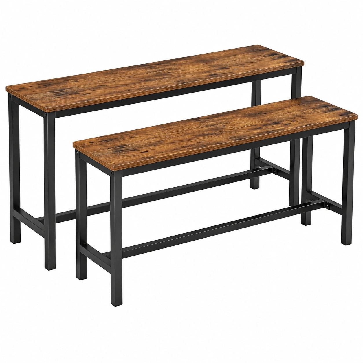 VASAGLE 2er Set Esszimmerbänke, Küchen-Vintage-Stil, Stahlrahmen, dunkelbraun, 32,5 x 108 x 50 cm