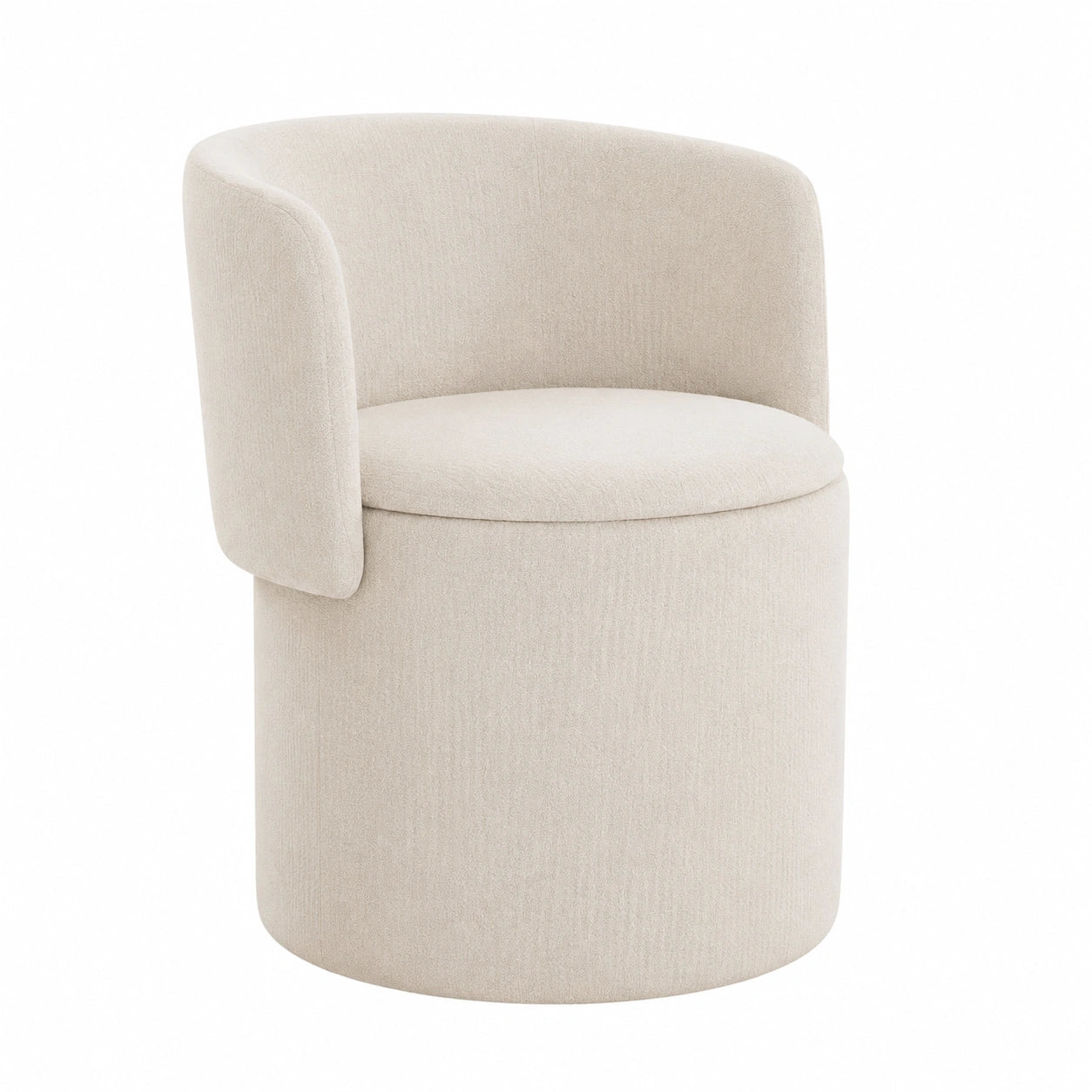 Ya-Home Set aus 2 Chenille-Sesseln, Esszimmerstuhl mit abnehmbarer Rückenlehne und Kissen, runder Stauraum-Loungesessel für Wohn-, Ess- und Schlafzimmer, Weiß