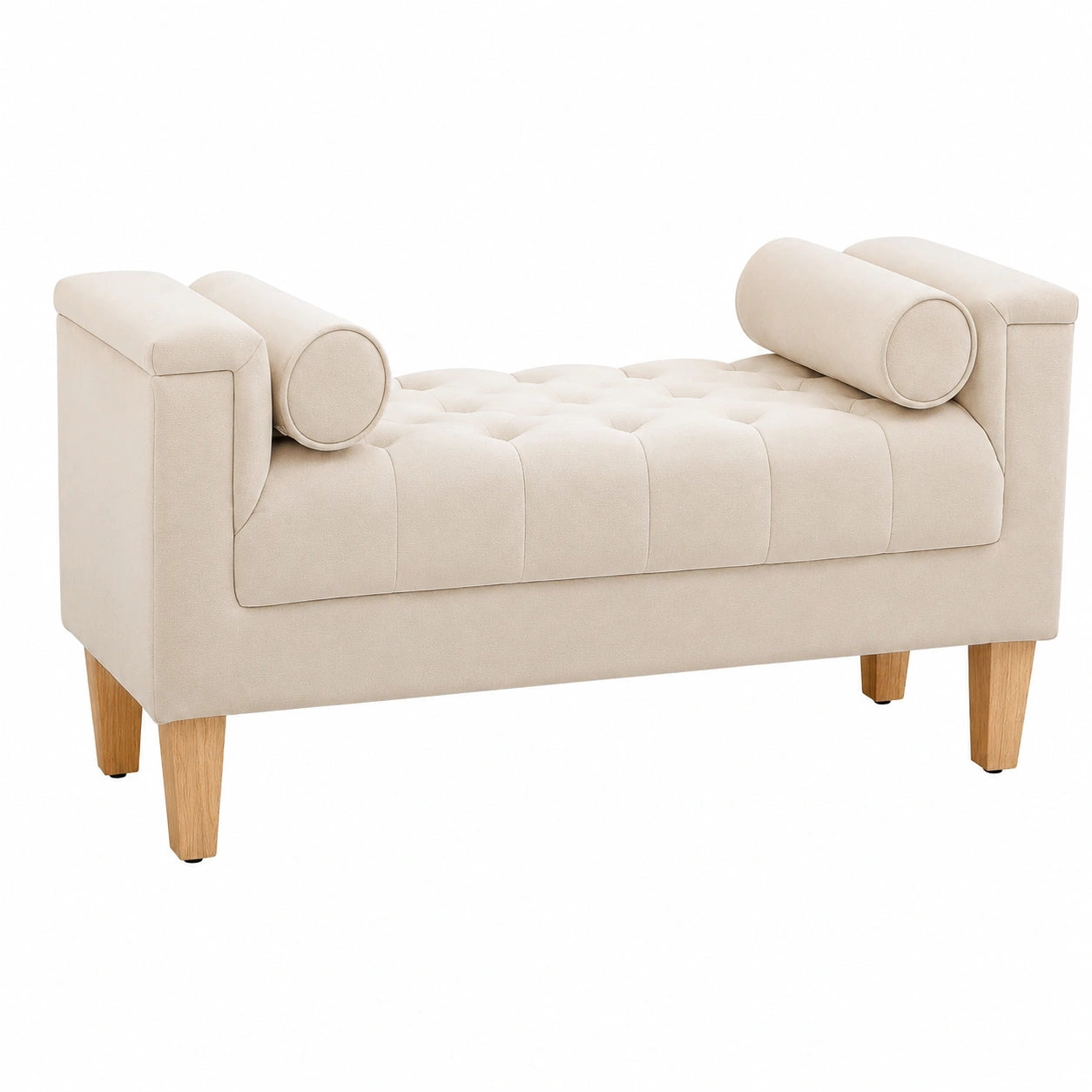 HOMCOM Polsterbank mit Chenille-Bezug und Armlehnen, inklusive Kissen, Holzrahmen, ideal für Schlafzimmer, Wohnzimmer und Flur, Beige
