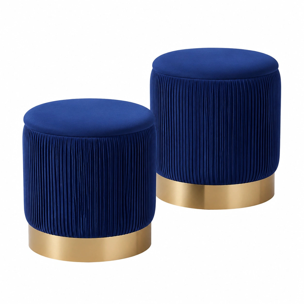 2er-Set Samt-Hocker mit Stauraum in Blau für jedes Zimmer