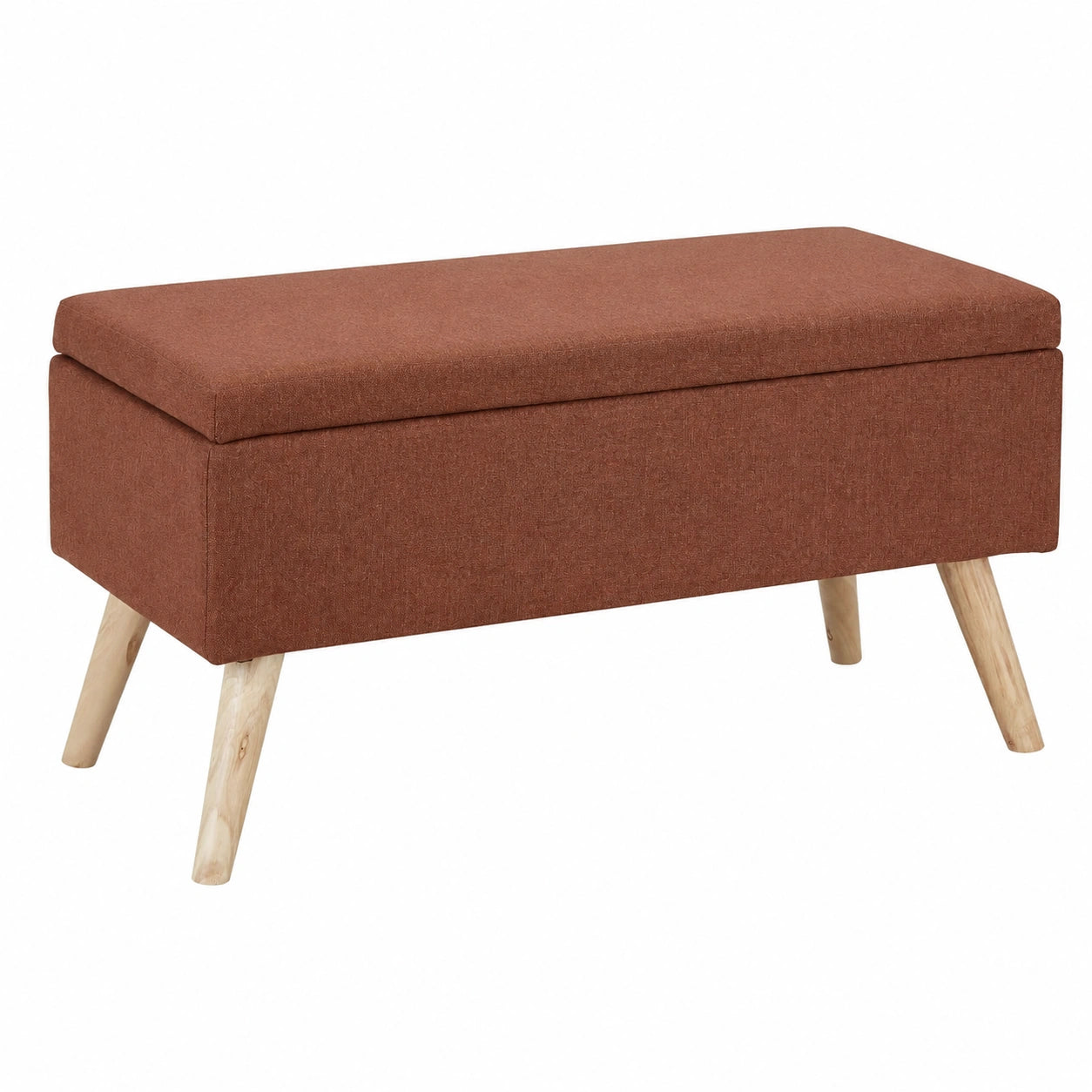 Relaxdays Polsterbank mit Stauraum, Stoffbezug, Holzbeine, 39,5 x 79,5 x 39,5 cm, Braun