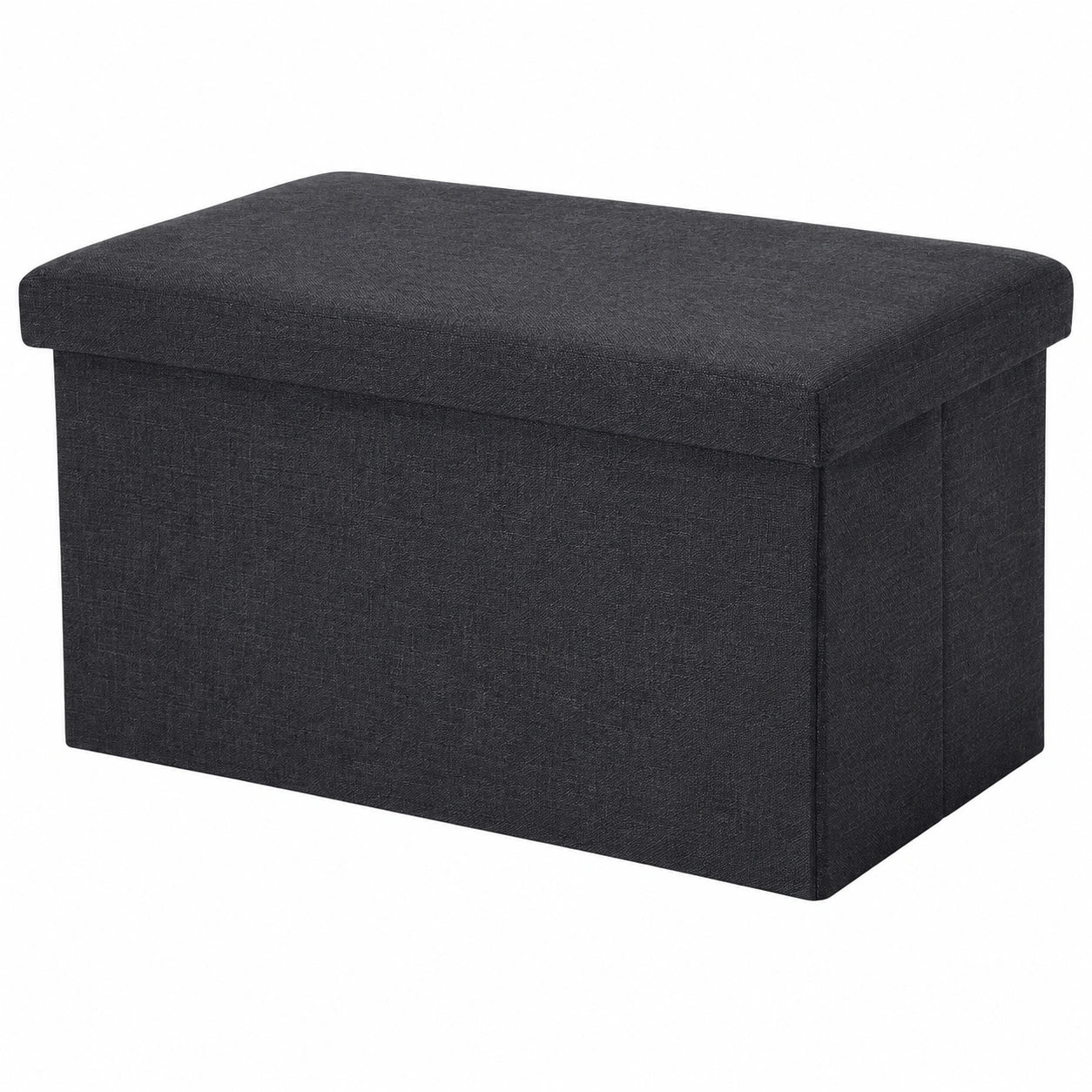 INTIRILIFE Klappbare Sitzbank mit Stauraum in Schwarz, Leinenoptik 49x30x30cm