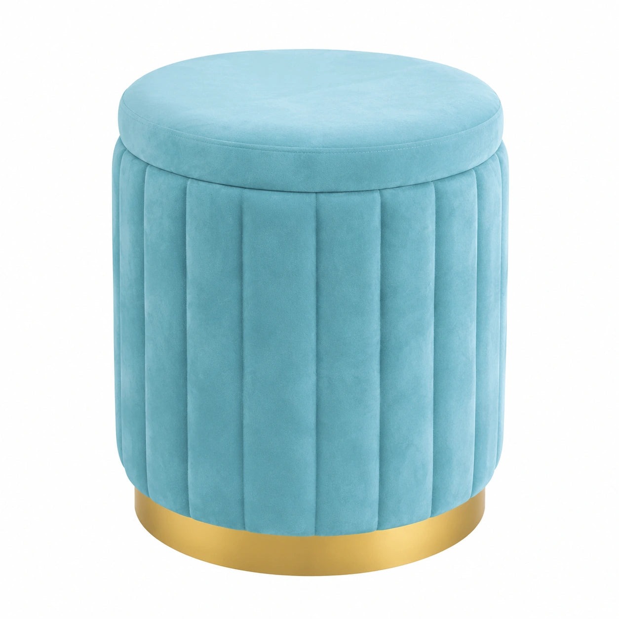 Moderner runder Aufbewahrungshocker, gepolstert, vielseitiger Pouf, ideal als Schminkstuhl im Mädchenzimmer, stilvolles Design, platzsparend