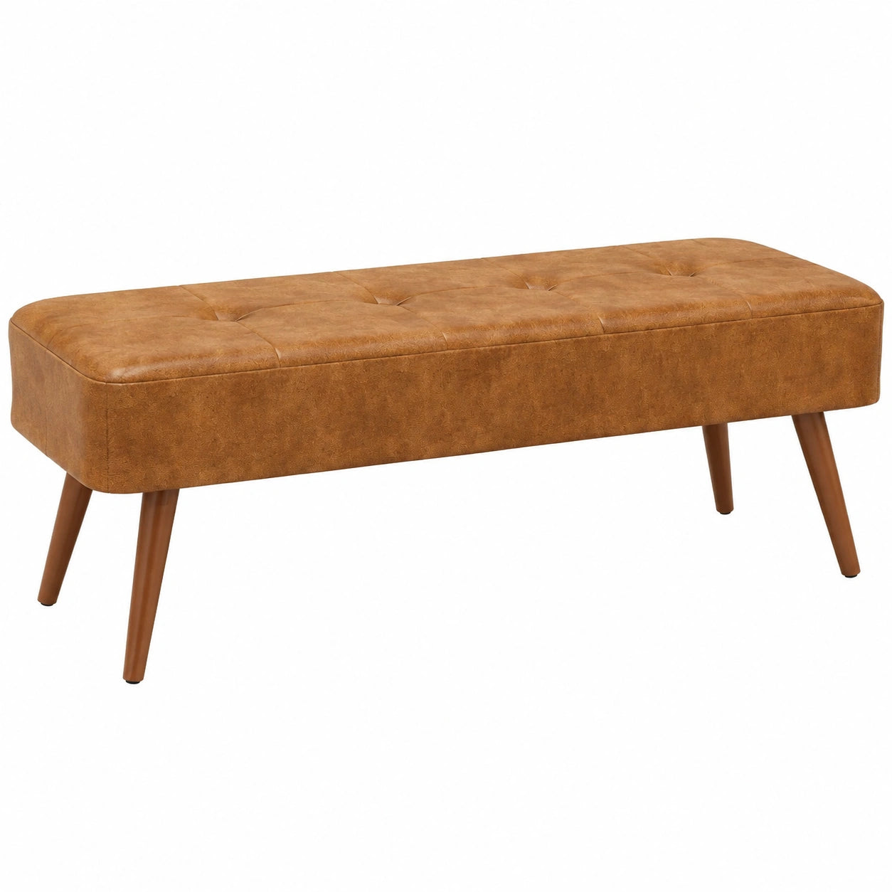 Gepolsterte Sitzbank mit Holzbeinen für Flur und Schlafzimmer, 113.5cm