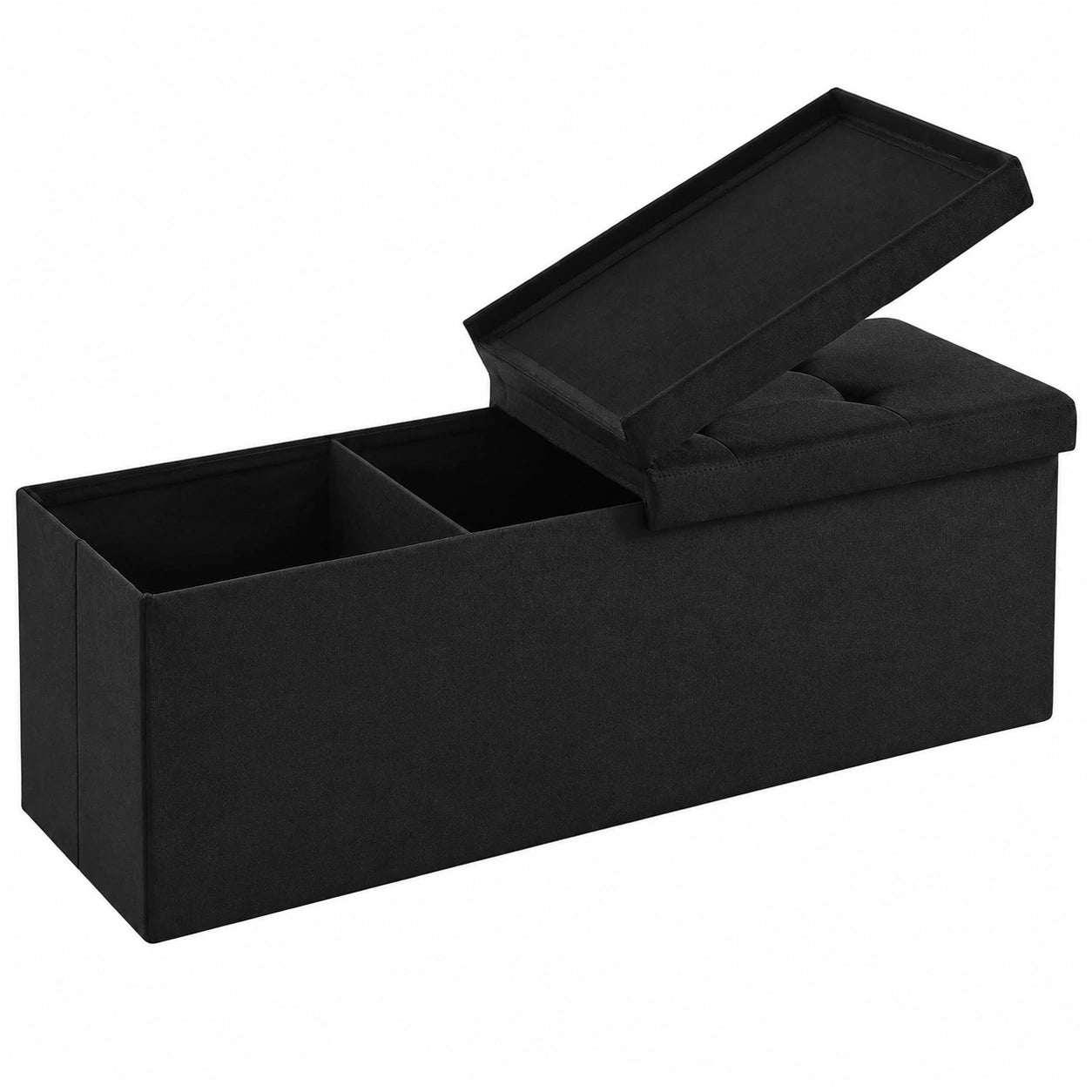 Zedelmaier Stauraum-Sitzbank, faltbarer Hocker, 300 kg Tragkraft, klappbarer Deckel, für Wohnzimmer, Flur, Schlafzimmer, 114x38x38 cm, Schwarz